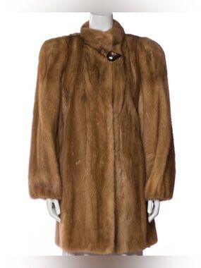 Women's Brown Mink Fur Coat - Luxurious Short Stand Collar Jacket
